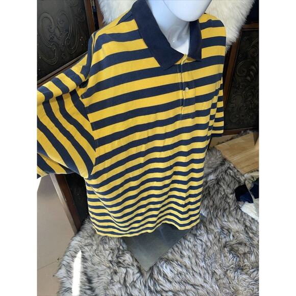 U.S.‎ Polo Assn Navy Blue and Yellow Striped Men's Shirt Size 4XL - Picture 3 of 5